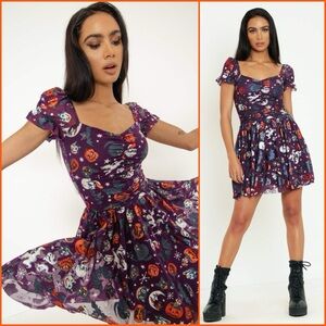 Trick Or Treat Purple Cosmic Dress- Blackmilk
